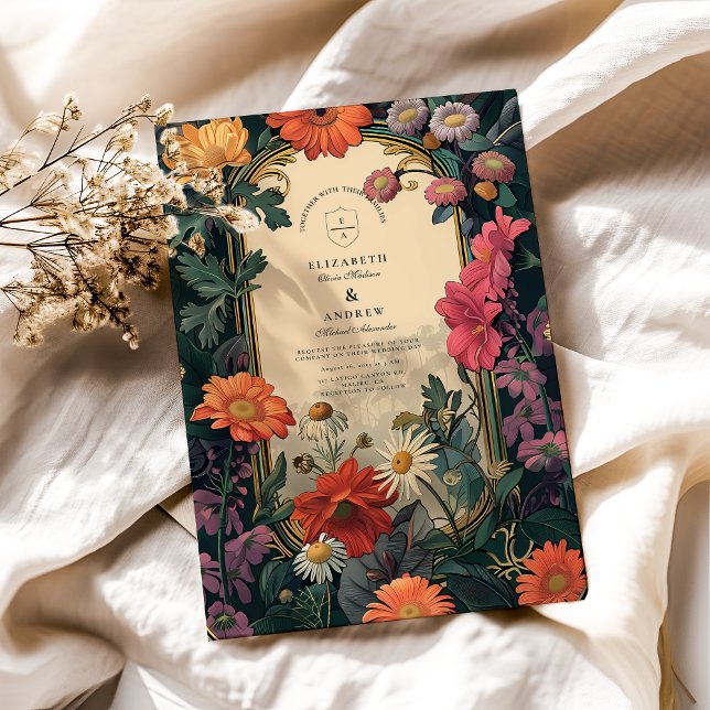 Invitación Boda con marco de oro Art Nouveau (Subido por el creador)