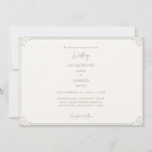 Invitación Boda con marco de oro marfil elegante