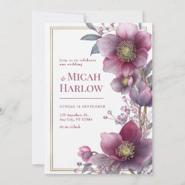 Invitación Boda con Marco Dorado Botánico de Hellebore de Cir