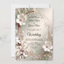 Boda con marco floral blanco ornamentado