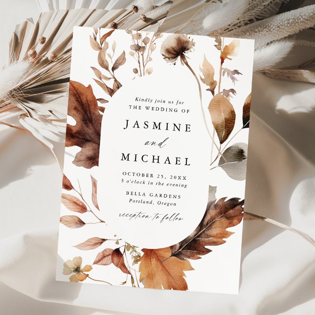 Invitación Boda con marco floral de otoño rústico (Subido por el creador)