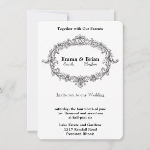 Invitación Boda con Marco Floral Vintage