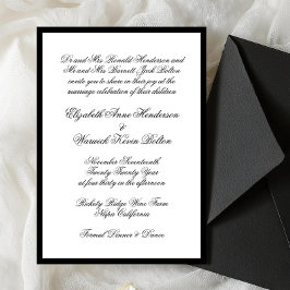 Invitación Boda con marco formal en blanco y negro