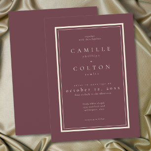 Invitación Boda con marco minimalista de vino de Borgoña