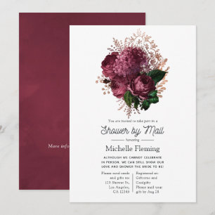 Invitación Boda con Marsala y Rosa Dorado por Correo