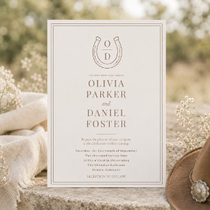 Invitación Boda con Monograma de Campo Rústico Occidental