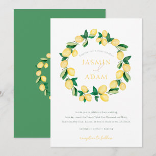 Invitación Boda con Monograma de Corona de Limón Italiano Ele