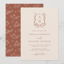 Invitación Boda con Monograma de Otoño