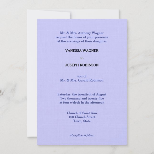 Invitación Boda con Monograma de Periwinkle Bonito (Anverso)