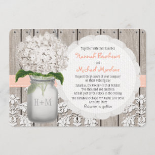 Invitación Boda con monograma del Hydrangea del melocotón del