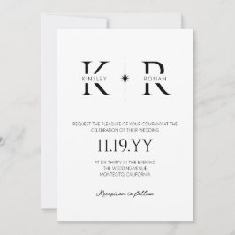 Invitación Boda con Monograma Elegant Flare