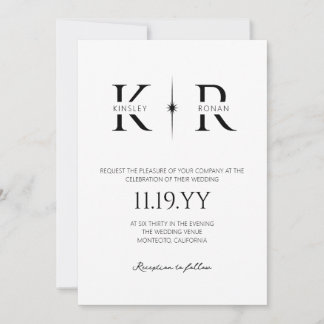 Invitación Boda con Monograma Elegant Flare