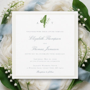 Invitación Boda con monograma elegante de Lily Valley con rel