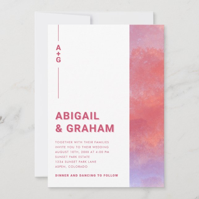 Invitación Boda con Monograma Moderno (Anverso)