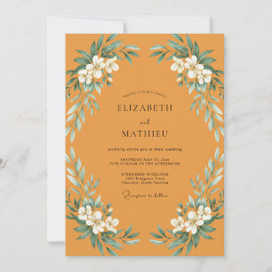 Invitación Boda con Mostaza Acuarela Frondosa