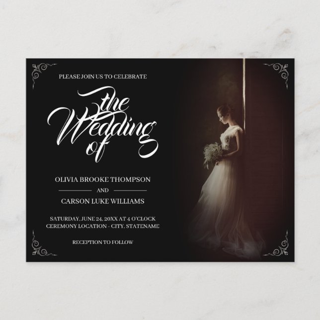 invitación boda con novia de pie - Clásico (Anverso)