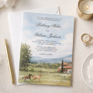 Invitación Boda con paisaje campestre inspirado en Toscana