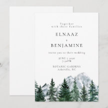 Boda con paisaje moderno de bosque y montaña