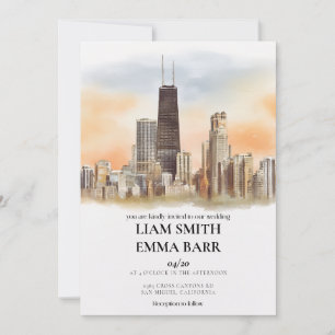 Invitación Boda con panorama de Chicago