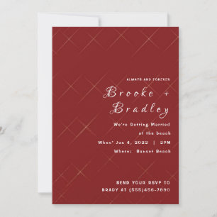 Invitación Boda con Patrón de Diamante Rojo Intenso