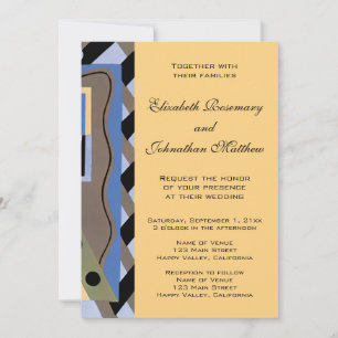 Invitación Boda con patrón de jazz Pochoir Art Deco vintage