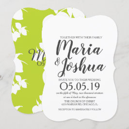 Invitación Boda con patrón de silo de limón verde brillante f