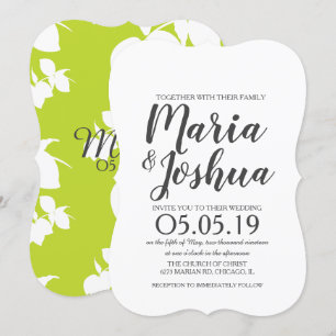 Invitación Boda con patrón de silo de limón verde brillante f