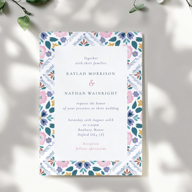 Invitación Boda con patrón floral grandmilenario (Subido por el creador)