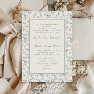 Invitación Boda con patrón floral rústico vintage toile