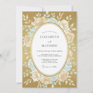 Invitación Boda con Peonía Acuática Ocra