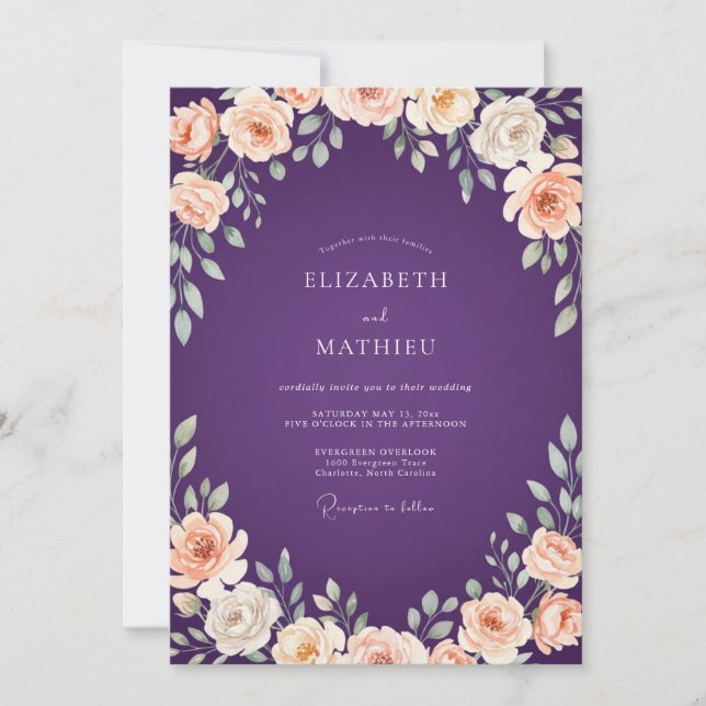 Invitación Boda con Peonía Amarilla del Bosque (Anverso)