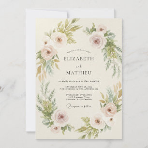 Invitación Boda con Peonía de Aceituna Champán