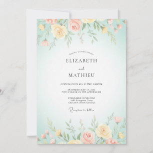 Invitación Boda con Peonía de Mantequilla de Champán