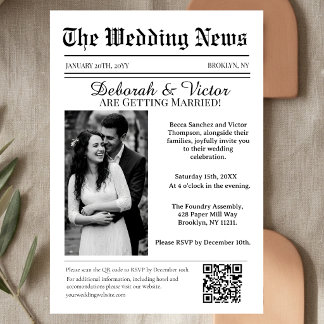 Invitación Boda con periódico vintage retro