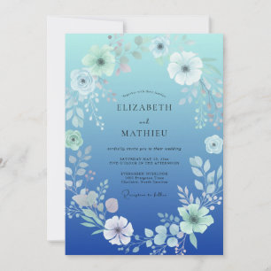 Invitación Boda con Pétalo Acuarela Cobalto