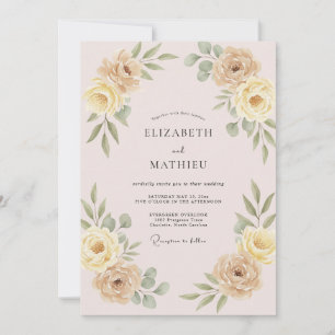 Invitación Boda con Pétalo Amarillo Champán