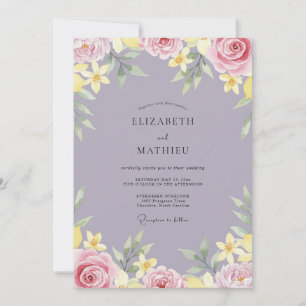 Invitación Boda con Pétalo Amarillo Malva Silenciado