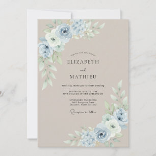 Invitación Boda con Pétalo Azul de Polvo de Champán
