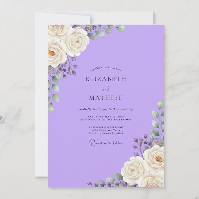 Invitación Boda con Pétalo Blanco de Amatista (Anverso)