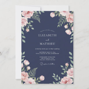 Invitación Boda con Pétalo de Acuarela de Medianoche