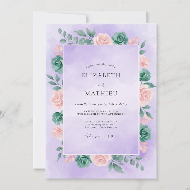 Invitación Boda con Pétalo de Albaricoque Lila (Anverso)