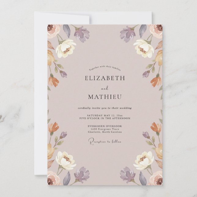 Invitación Boda con Pétalo de Albaricoque Malva (Anverso)