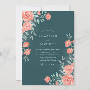 Invitación Boda con Pétalo de Albaricoque Petrolero