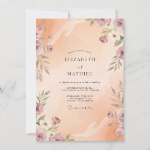 Invitación Boda con Pétalo de Albaricoque Polvo Rosa Malva
