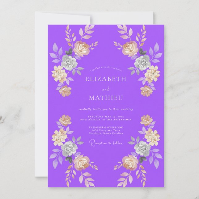 Invitación Boda con Pétalo de Albaricoque Violeta (Anverso)
