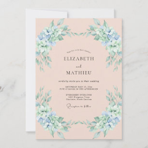 Invitación Boda con Pétalo de Albaricoque y Periwinkle