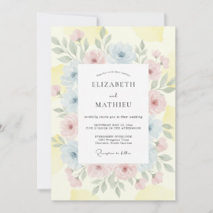 Invitación Boda con Pétalo de Amarillo Pastel