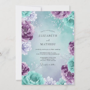 Invitación Boda con Pétalo de Amatista Acuática Presionada