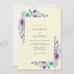 Invitación Boda con Pétalo de Amatista en Oro Pálido