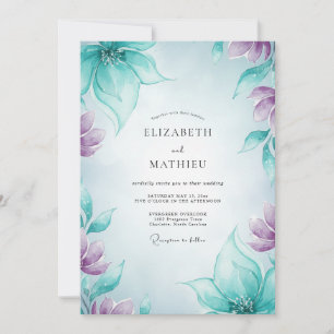 Invitación Boda con Pétalo de Amatista Teal